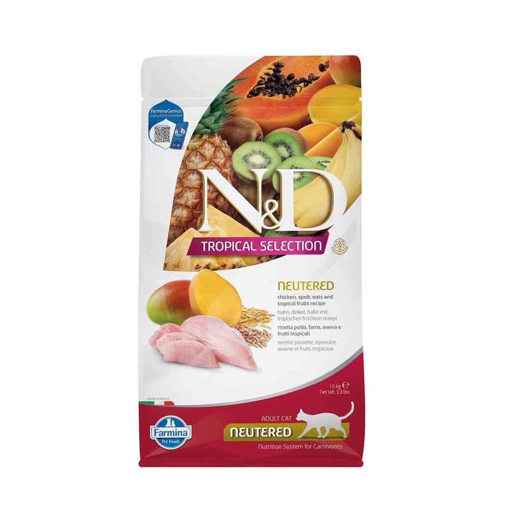 N&d Tropical Selection Düşük Tahıllı Tavuklu Ve Tropikal Meyveli Kısırlaştırılmış Kedi Maması 1.5 KG | SRC: Barcode: 8010276042200